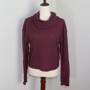 Free People Pullover Cowl Neck Long Sleeve Maroon Women’s XS
